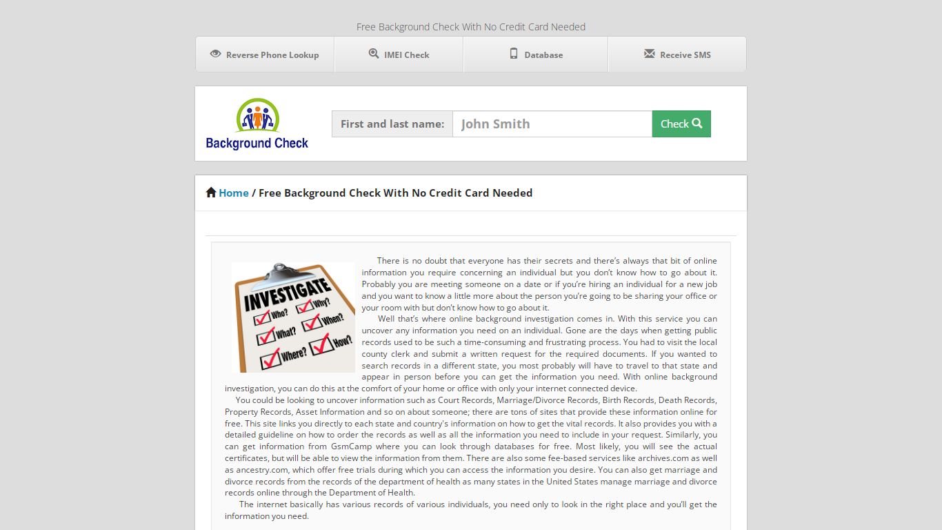 Free Background Check With No Credit Card Needed